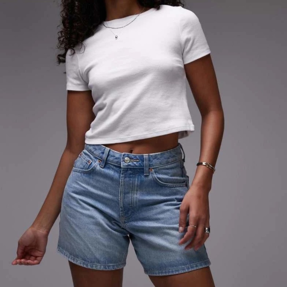 Topshop Hourglass Denim Editor Shorts 14 NWT in Bleach ASOS
